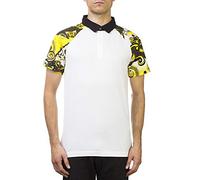 Versace Jeans Couture Pima Cotton Baroque Design Polo Shirt White Black Gold
