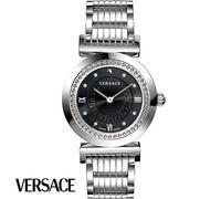 Versace P5Q99D009S099 Vanity Lady schwarz silber Edelstahl Armband Uhr Damen NEU