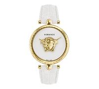 Versace Palazzo Empire Collection Luxus-Damenuhr mit weißem Armband mit goldfarbenem Gehäuse und weißem Zifferblatt, Gold, OS, Palazzo Reich