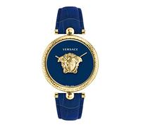 Versace Palazzo Empire Collection Luxus-Damenuhr mit blauem Armband mit goldfarbenem Gehäuse und blauem Zifferblatt, Gold, OS, Palazzo Reich
