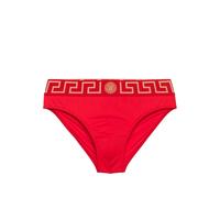 Versace - Swim Briefs With Signature Greca Waistband - Größe 6 - rot