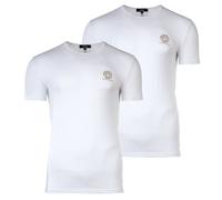 Versace Herren T-Shirt, 2er Pack - Unterhemd, Rundhals, Crew Neck, Stretch Cotton, weiß, M Weiß