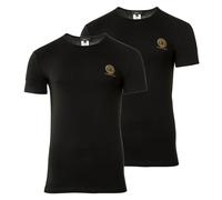 VERSACE Herren T-Shirt, 2er Pack - TOPEKA, Unterhemd, Rundhals, Stretch Cotton Schwarz S