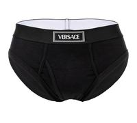 VERSACE Herren Slip - RIBBED, Slip Tex Ribbed Cotton, Stretch Cotton, Logo Schwarz XL