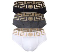 VERSACE Herren Slip, 3er Pack - TOPEKA, Baumwolle, einfarbig Schwarz/Grau/Weiß L