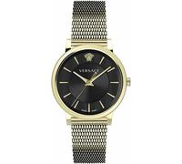 Versace V Circle Unisex Armbanduhr Schwarz Gold