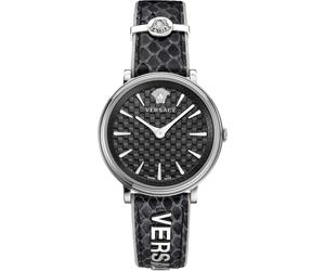 Versace V-Circle VE8100919 Damen Armbanduhr Schweizer Quarz & Edelstahl/Leder