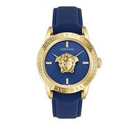 Versace V-Code Collection Luxuriöse Herren-Armbanduhr mit blauem Armband mit goldfarbenem Gehäuse und blauem Zifferblatt, Gold, OS, V-Code
