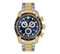 Versace V-Ray Collection Luxuriöse Herren-Armbanduhr mit zweifarbigem Armband mit zweifarbigem Gehäuse und blauem Zifferblatt, Zweifarbig, OS, Versace V-Ray