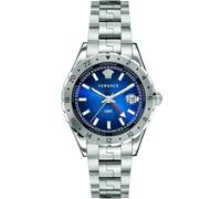Versace V11010015 Herren Analog Quarz GMT Uhr mit Edelstahlarmband Blau Hellenyium