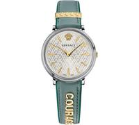 Versace VBP010017 V-Circle Lady silber gold hell grün Leder Damen Uhr NEU