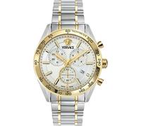 Versace VE0CA0224 V-Code Chrono weiss silber gold Edelstahl Herren Uhr NEU