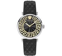 Versace VE1CA0123 LADY silber gold schwarz Leder Armband Uhr Damen NEU