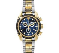 Versace V-Ray Collection Luxuriöse Herren-Armbanduhr mit zweifarbigem Armband mit zweifarbigem Gehäuse und blauem Zifferblatt, Zweifarbig, OS, Versace V-Ray
