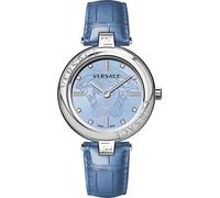 Versace VE2J00121 New Lady silber blau Leder Armband Uhr Damen NEU