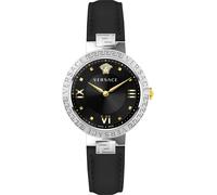 Versace VE2K00221 Greca Lady silber schwarz Leder Armband Uhr Damen NEU