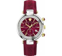 Versace VE2M00821 Revive Chrono silber gold rot Leder Armband Uhr Damen NEU