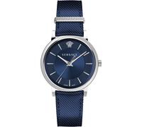 Versace VE5A00120 V-Circle Gent silber blau Leder Armband Uhr Herren NEU