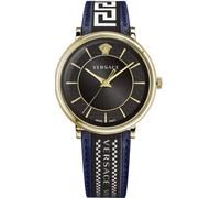 Versace VE5A01521 V-Circle blau schwarz weiss gold Leder/Textil Herren Uhr NEU