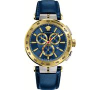 Versace VE6CA0223 Aion Chronograph silber gold blau Leder Herren Uhr NEU