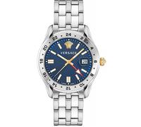 Versace VE7C00523 Greca Time GMT blau silber Edelstahl Herren Uhr NEU