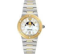 Versace VE7G00524 GRECA LOGO MOONPHASE perlmutt-weiß silber gold Damen Uhr NEU