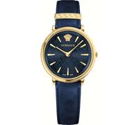 Versace Damen Armbanduhr V CIRCLE VE81004 19 - Analog-Quarz, Lederarmband Blau