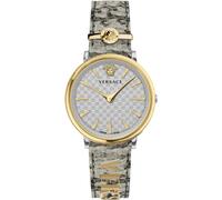 Versace VE8104422 V-Circle Lady weiss silber gold grau Leder Damen Uhr NEU