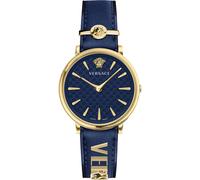 Versace VE8104522 V-Circle Lady gold blau Leder Armband Uhr Damen NEU