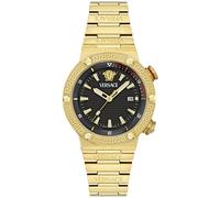 Chronograph VERSACE "GRECA LOGO DIVER", gold (goldfarben, schwarz), Armbanduhren, Herren, Chronograph, Quarzuhr, Armbanduhr, Herrenuhr, Datum, Stoppfunktion, Swiss Made (91916335-0)