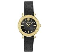 Quarzuhr VERSACE "GRECA SPHERE", schwarz, Armbanduhren, Damen, Quarzuhr, Armbanduhr, Damenuhr, Swiss Made, Saphirglas, Lederarmband, analog (37814107-0)