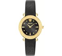 Quarzuhr VERSACE "GRECA SPHERE", schwarz, Armbanduhren, Damen, Quarzuhr, Armbanduhr, Damenuhr, Swiss Made, Saphirglas, Lederarmband, analog (37814107-0)