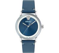 Versace VE9G00124 V-Helix silber grau weiss blau Leder Armband Uhr Herren NEU