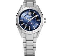 Versace VEAFA0424 V-Code GMT blau silber Edelstahl Herren Uhr NEU