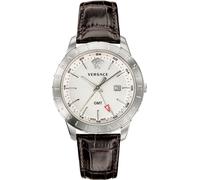 Versace VEBK00118 Univers GMT weiss silber braun Leder Armband Uhr Herren NEU