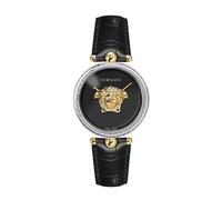 Versace Palazzo Empire Collection Luxus-Damenuhr mit schwarzem Armband mit zweifarbigem Gehäuse und schwarzem Zifferblatt, Zweifarbig, OS, Palazzo Reich