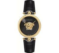 Versace VECO02722 Palazzo gold schwarz Leder Armband Uhr Damen NEU