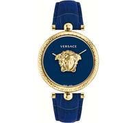Versace VECO02922 Palazzo gold blau Leder Armband Uhr Damen NEU