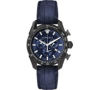 Versace VEDB00418 V-Ray Chronograph schwarz blau Leder Armband Uhr Herren NEU