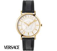Versace VEJ400221 V-Essential weiss gold schwarz Leder Herren Uhr NEU