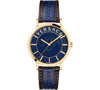 Versace VEJ400321 V-Essential gold blau braun Leder Herren Uhr NEU