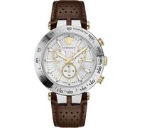 Versace VEJB00122 V-Race Bold Chrono weiß/silber gold braun Leder Herren Uhr NEU