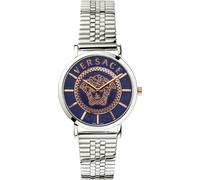 Versace Damenuhr V-Essential VEK400821 Quarz Edelstahl silber 36 mm blaues Zifferblatt