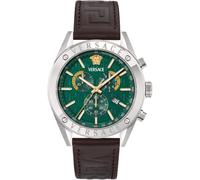 Versace VEKJA0325 Athletics Chrono silber braun grün Leder Herren Uhr NEU
