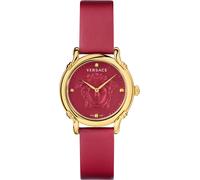 Versace VEPN00220 Safety Pin gold rot Leder Armband Uhr Damen NEU