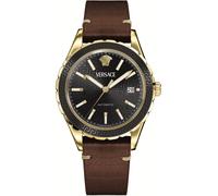 Versace VEQCA0224 Hellenyium Automatik gold schwarz braun Leder Herren Uhr NEU