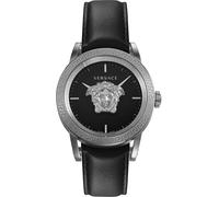 Versace VERD01220 Palazzo Empire silber schwarz Leder Armband Uhr Herren NEU