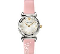 Versace VERE00118 V-Motiv silber pink rosa Leder Armband Uhr Damen NEU