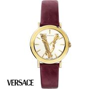 Versace VERI00320 Virtus weiss gold bordeaux Leder Armband Uhr Damen NEU