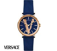 Versace VERI00420 Virtus roségold blau Leder Armband Uhr Damen NEU